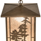 Meyda Lighting Tall Pines 17" Antique Copper Lantern Pendant Light With Silver Mica Shade Glass