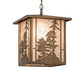 Meyda Lighting Tall Pines 17" Antique Copper Lantern Pendant Light With Silver Mica Shade Glass