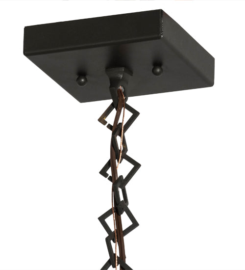 Meyda Lighting Tall Pines 177127 10" Wrought Iron Pendant Light With Amber Mica Shade Glass