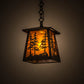 Meyda Lighting Tall Pines 177127 10" Wrought Iron Pendant Light With Amber Mica Shade Glass