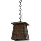 Meyda Lighting Tall Pines 177127 10" Wrought Iron Pendant Light With Amber Mica Shade Glass