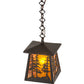 Meyda Lighting Tall Pines 177127 10" Wrought Iron Pendant Light With Amber Mica Shade Glass