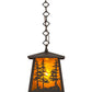 Meyda Lighting Tall Pines 177127 10" Wrought Iron Pendant Light With Amber Mica Shade Glass