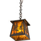 Meyda Lighting Tall Pines 177127 10" Wrought Iron Pendant Light With Amber Mica Shade Glass