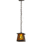 Meyda Lighting Tall Pines 177127 10" Wrought Iron Pendant Light With Amber Mica Shade Glass