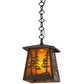 Meyda Lighting Tall Pines 177127 10" Wrought Iron Pendant Light With Amber Mica Shade Glass