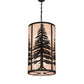 Meyda Lighting Tall Pines 18" 10-Light Solar Black Pendant Light With Silver Mica Shade Glass