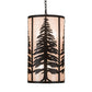 Meyda Lighting Tall Pines 18" 10-Light Solar Black Pendant Light With Silver Mica Shade Glass
