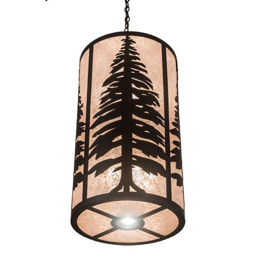 Meyda Lighting Tall Pines 18" 10-Light Solar Black Pendant Light With Silver Mica Shade Glass