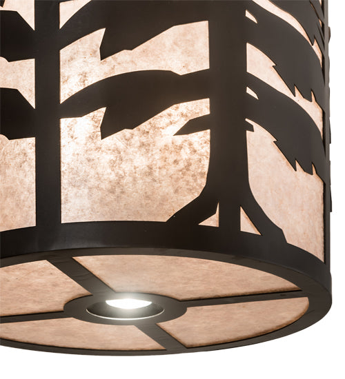 Meyda Lighting Tall Pines 18" 10-Light Solar Black Pendant Light With Silver Mica Shade Glass