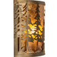 Meyda Lighting Tall Pines 18" Antique Copper Wall Sconce With Amber Mica Shade Glass