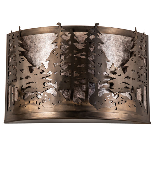 Meyda Lighting Tall Pines 20" 4-Light Antique Copper Wall Sconce With Silver Mica Shade Glass