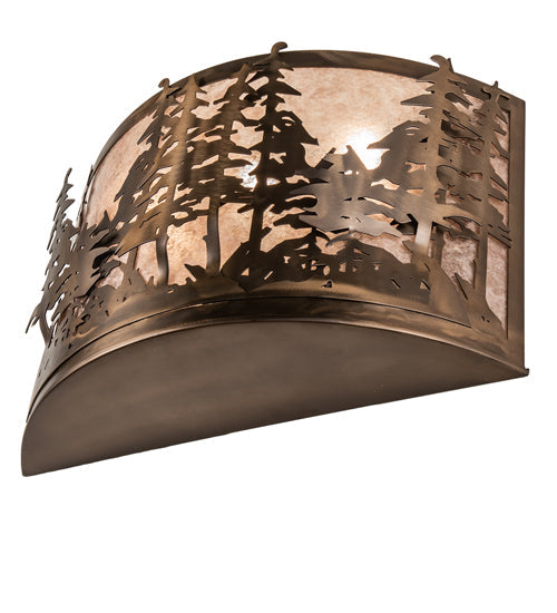 Meyda Lighting Tall Pines 20" 4-Light Antique Copper Wall Sconce With Silver Mica Shade Glass