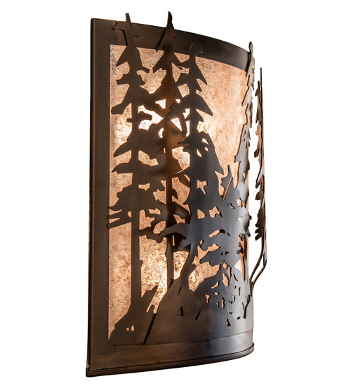 Meyda Lighting Tall Pines 20" 4-Light Antique Copper Wall Sconce With Silver Mica Shade Glass