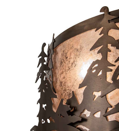 Meyda Lighting Tall Pines 20" 4-Light Antique Copper Wall Sconce With Silver Mica Shade Glass