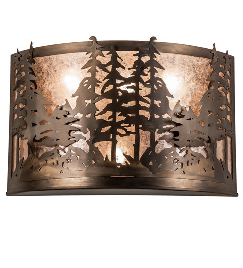 Meyda Lighting Tall Pines 20" 4-Light Antique Copper Wall Sconce With Silver Mica Shade Glass