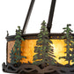 Meyda Lighting Tall Pines 20" 4-Light Textured Black & Green Trees Semi-flush Mount Light With Amber Mica Shade Glass
