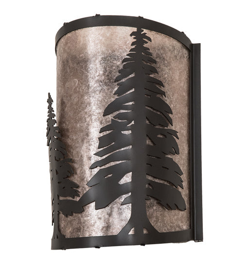 Meyda Lighting Tall Pines 200683 8" Timeless Bronze Wall Sconce With Silver Mica Shade Glass
