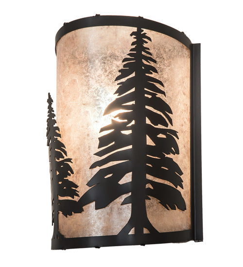 Meyda Lighting Tall Pines 200683 8" Timeless Bronze Wall Sconce With Silver Mica Shade Glass