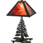 Meyda Lighting Tall Pines 21" 2-Light Textured Black Table Lamp With Burgundy Art Shade Glass