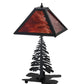 Meyda Lighting Tall Pines 21" 2-Light Textured Black Table Lamp With Burgundy Art Shade Glass