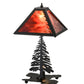 Meyda Lighting Tall Pines 21" 2-Light Textured Black Table Lamp With Burgundy Art Shade Glass