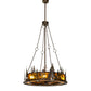 Meyda Lighting Tall Pines 217226 48" 21-Light Dark Burnished Antique Copper Chandelier With Amber Mica Shade Glass and Fan