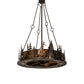 Meyda Lighting Tall Pines 217226 48" 21-Light Dark Burnished Antique Copper Chandelier With Amber Mica Shade Glass and Fan