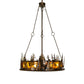 Meyda Lighting Tall Pines 217226 48" 21-Light Dark Burnished Antique Copper Chandelier With Amber Mica Shade Glass and Fan