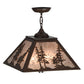 Meyda Lighting Tall Pines 22" 2-Light Cafe Noir Pendant Light With Silver Mica Shade Glass
