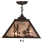 Meyda Lighting Tall Pines 22" 2-Light Cafe Noir Pendant Light With Silver Mica Shade Glass