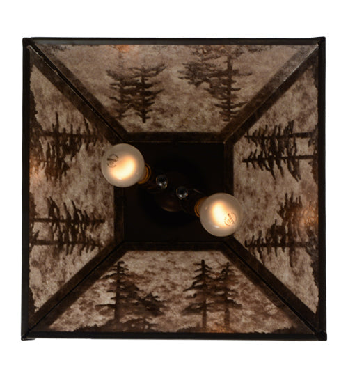 Meyda Lighting Tall Pines 22" 2-Light Cafe Noir Pendant Light With Silver Mica Shade Glass