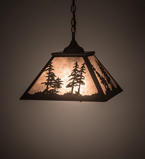 Meyda Lighting Tall Pines 22" 2-Light Oil Rubbed Bronze Pendant Light With Silver Mica Shade Glass