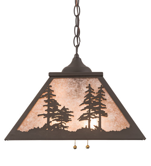 Meyda Lighting Tall Pines 22" 2-Light Oil Rubbed Bronze Pendant Light With Silver Mica Shade Glass
