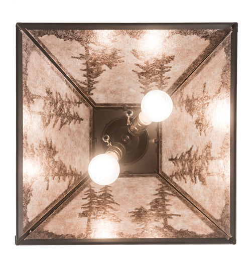 Meyda Lighting Tall Pines 22" 2-Light Oil Rubbed Bronze Pendant Light With Silver Mica Shade Glass