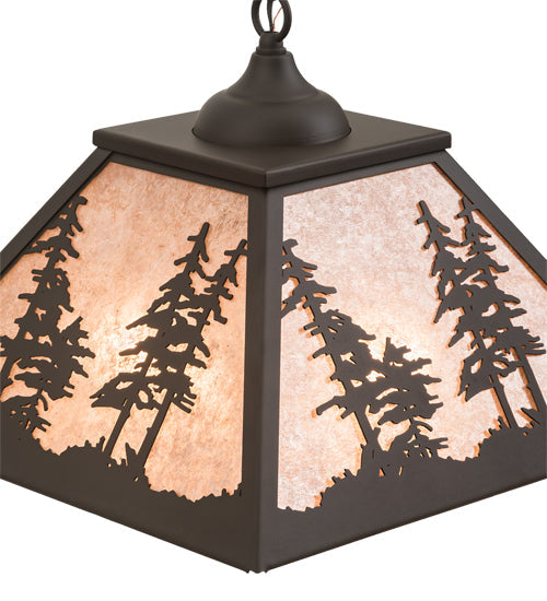 Meyda Lighting Tall Pines 22" 2-Light Oil Rubbed Bronze Pendant Light With Silver Mica Shade Glass