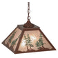 Meyda Lighting Tall Pines 22" 2-Light Rust & Green Trees Pendant Light With Silver Mica Shade Glass