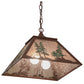 Meyda Lighting Tall Pines 22" 2-Light Rust & Green Trees Pendant Light With Silver Mica Shade Glass