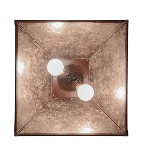 Meyda Lighting Tall Pines 22" 2-Light Rust & Green Trees Pendant Light With Silver Mica Shade Glass