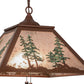 Meyda Lighting Tall Pines 22" 2-Light Rust & Green Trees Pendant Light With Silver Mica Shade Glass