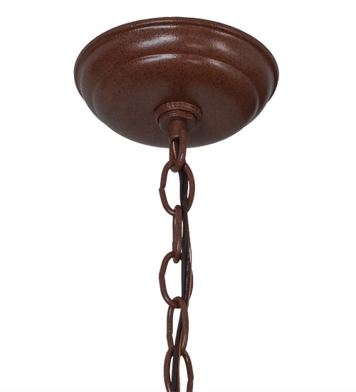 Meyda Lighting Tall Pines 22" 2-Light Rust & Green Trees Pendant Light With Silver Mica Shade Glass