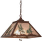 Meyda Lighting Tall Pines 22" 2-Light Rust & Green Trees Pendant Light With Silver Mica Shade Glass