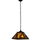 Meyda Lighting Tall Pines 22" 2-Light Textured Black Pendant Light With Amber Mica Shade Glass