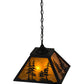 Meyda Lighting Tall Pines 22" 2-Light Textured Black Pendant Light With Amber Mica Shade Glass