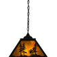 Meyda Lighting Tall Pines 22" 2-Light Textured Black Pendant Light With Amber Mica Shade Glass