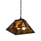 Meyda Lighting Tall Pines 22" 2-Light Textured Black Pendant Light With Amber Mica Shade Glass