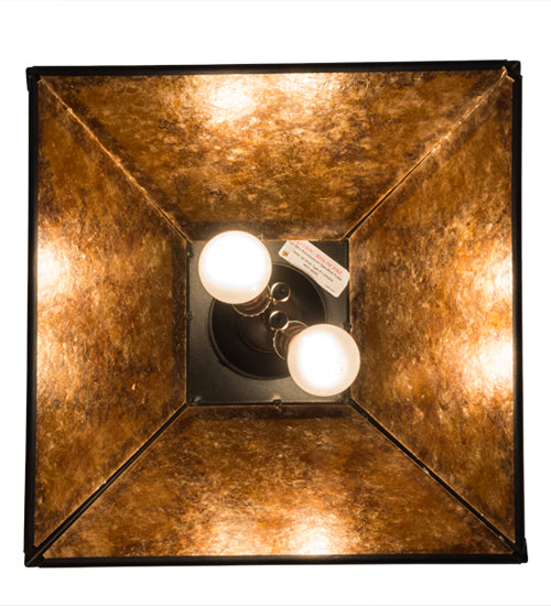 Meyda Lighting Tall Pines 22" 2-Light Textured Black Pendant Light With Amber Mica Shade Glass