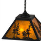 Meyda Lighting Tall Pines 22" 2-Light Textured Black Pendant Light With Amber Mica Shade Glass