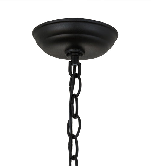 Meyda Lighting Tall Pines 22" 2-Light Textured Black Pendant Light With Amber Mica Shade Glass