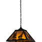 Meyda Lighting Tall Pines 22" 2-Light Textured Black Pendant Light With Amber Mica Shade Glass